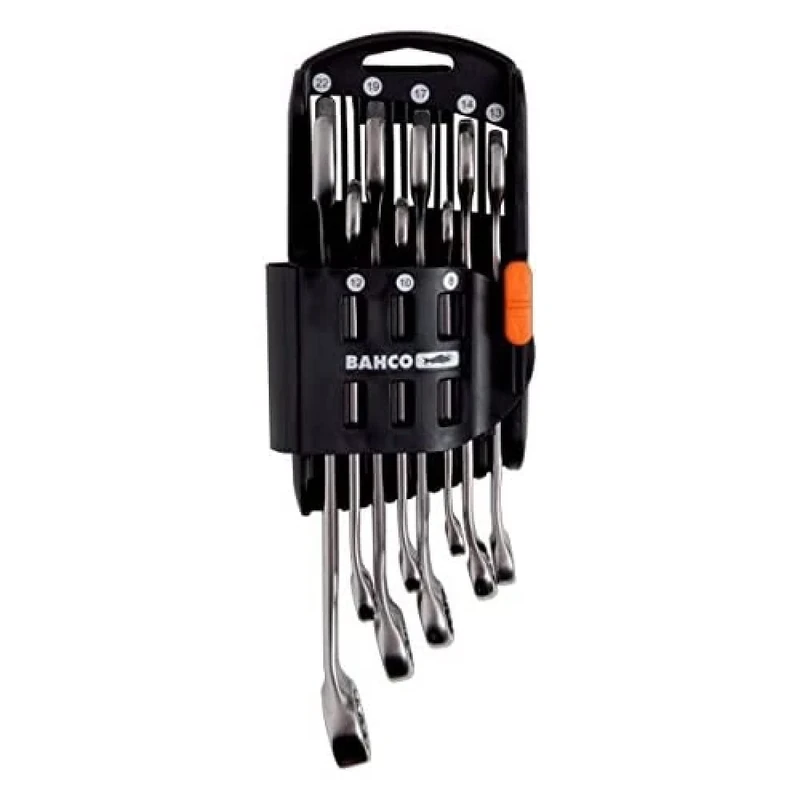 Bahco 6M/SH8 Double Open End Wrenches Holder Set, Silver/Black