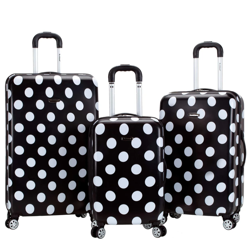 Rockland Luggage 3 Piece Laguna Beach Upright Luggage Set, Black Dot, Medium - Image 1