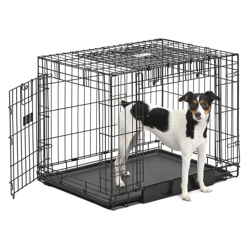 MidWest Homes for Pets Medium Ovation Double Door 76 cm Folding Metal Dog Crate, Front and Up & Away Side Doors, Space-Saving Design