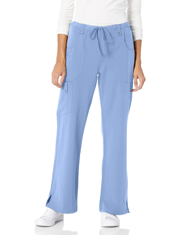 Dickies Xtreme Stretch Scrubs for Women, Drawstring Flare Leg Cargo Pant 82011, Ceil Blue, XXL