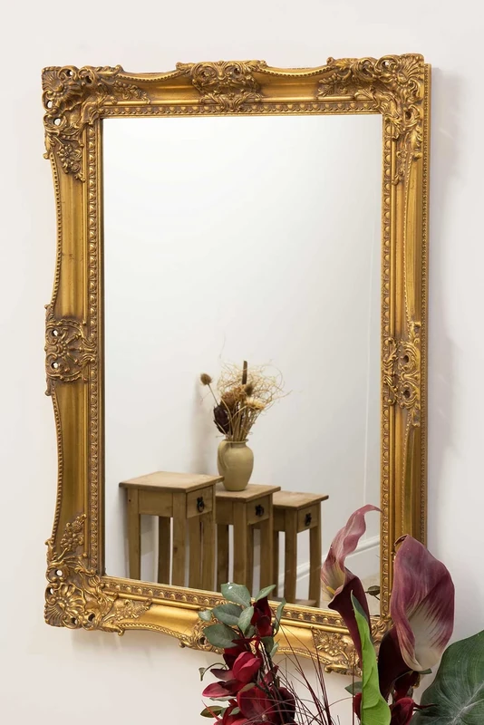 Stunning 4" Ornate Gold Shabby Chic style swept Plain Glass Overmantle wall mirror - VARIOUS SIZES AVAILABLE (44" X 32")