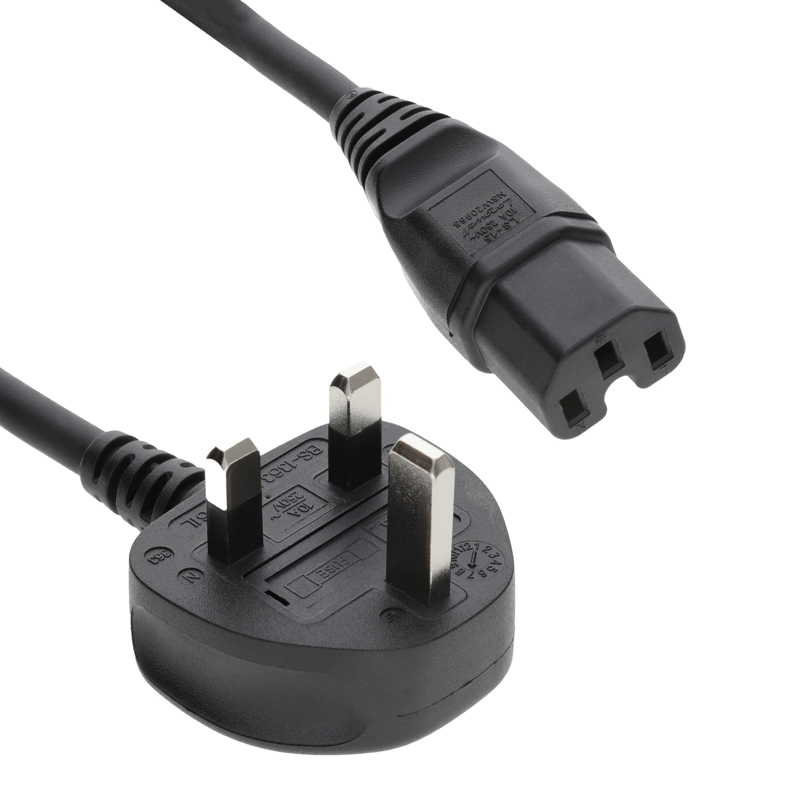 kenable Power Cord UK Plug to HOT IEC Cable Kettle Lead C15 2m [2 metres]