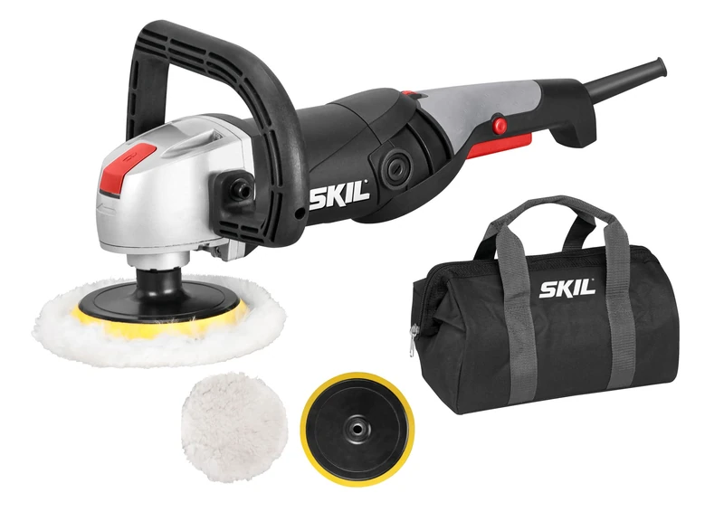 Skil 9955MA Professional variable speed car polisher sander and buffer with 125 mm and 180 mm pad in bag (1300W, 600 - 3.600 min-1, soft start, accessories: 2 bonnets)
