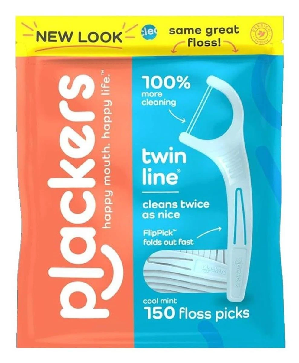 Plackers, Twin-Line, Dental Flossers, Value Size, Cool Mint, 1 x 150 Count