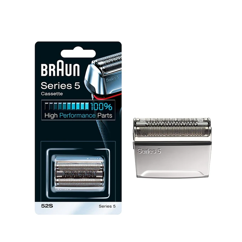 Braun Series 5 Electric Shaver Head ORIGINAL Replacement Cassette, Easily Attach Your New Shaver Head, Compatible With All Series 5 Electric Shavers, 52S, Silver