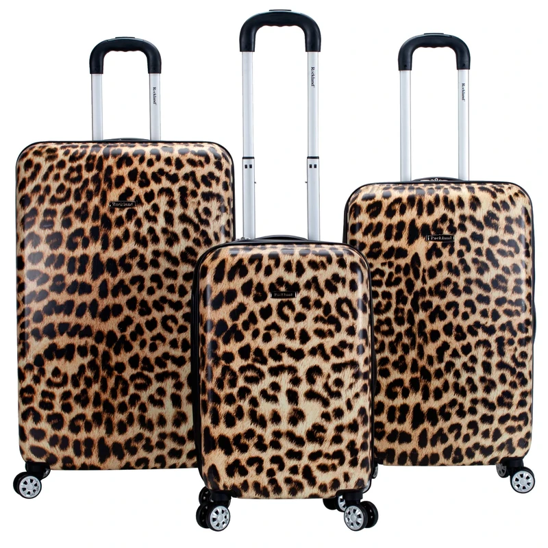 Rockland Safari Hardside Spinner Wheel Luggage, Leopard, 3-Piece Set (20/24/28), Leopard, 3 Piece (20"/24"/28"), Melbourne Hardside Expandable Spinner Wheel Luggage