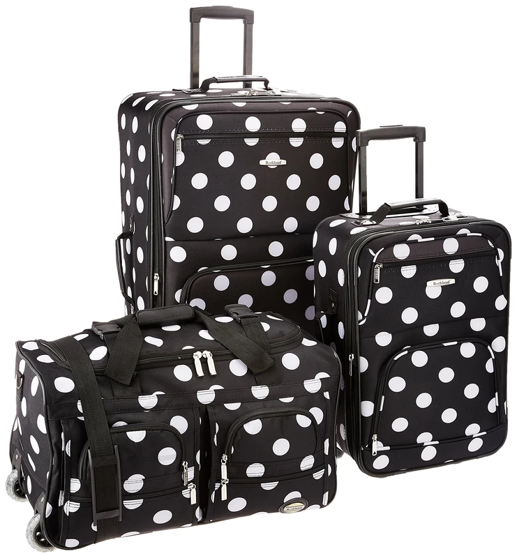 Rockland Vara Softside 3-Piece Upright Luggage Set, Expandable,Black dot, (20/22/28), BLACKDOT, One Size, Melbourne Hardside Expandable Spinner Wheel Luggage
