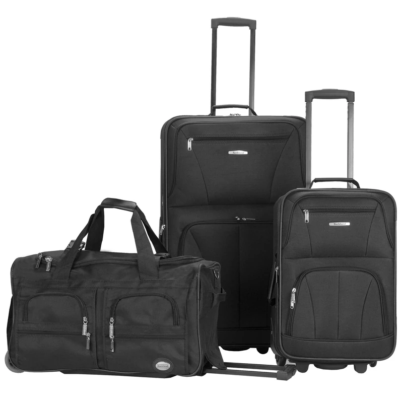 Rockland Vara Softside 3-Piece Upright Luggage Set,Expandable, Black, (20/22/28), Black, 3-Piece Set (20/22/28), Melbourne Hardside Expandable Spinner Wheel Luggage
