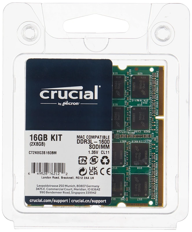 Crucial RAM CT2K8G3S160BM 16 GB Kit (2 x 8 GB) DDR3 1600 MHz CL11 Memory for Mac