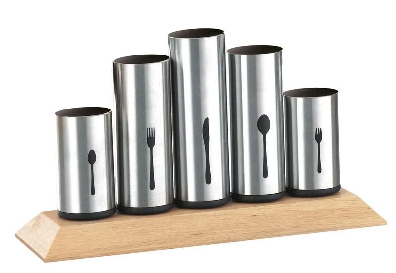 Esmeyer "Pipes Cutlery Holder with 5 Brackets, Silver/Beige