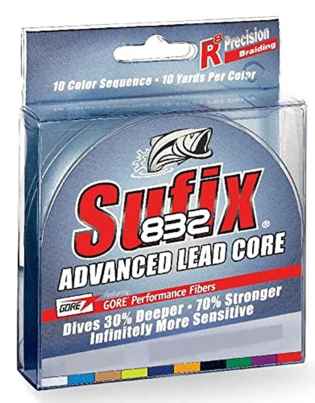 Sufix 832 Lead Core Fishing Lure, 200-Yard Spool, 18-Pound