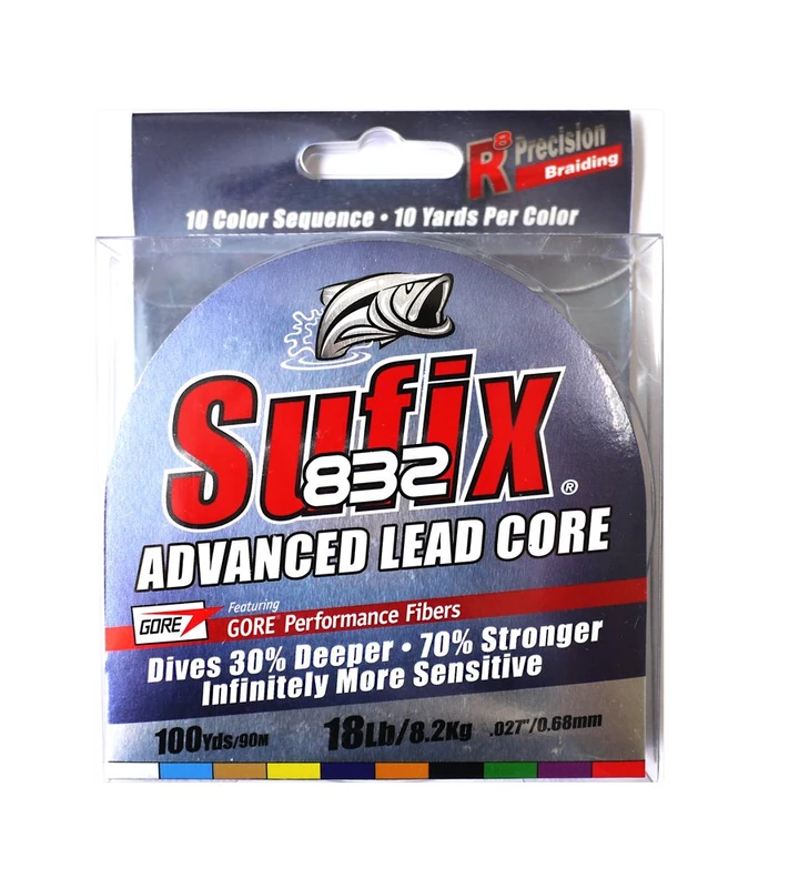 Sufix 832 Lead Core 18 lb Metered, metered Multi-Colored