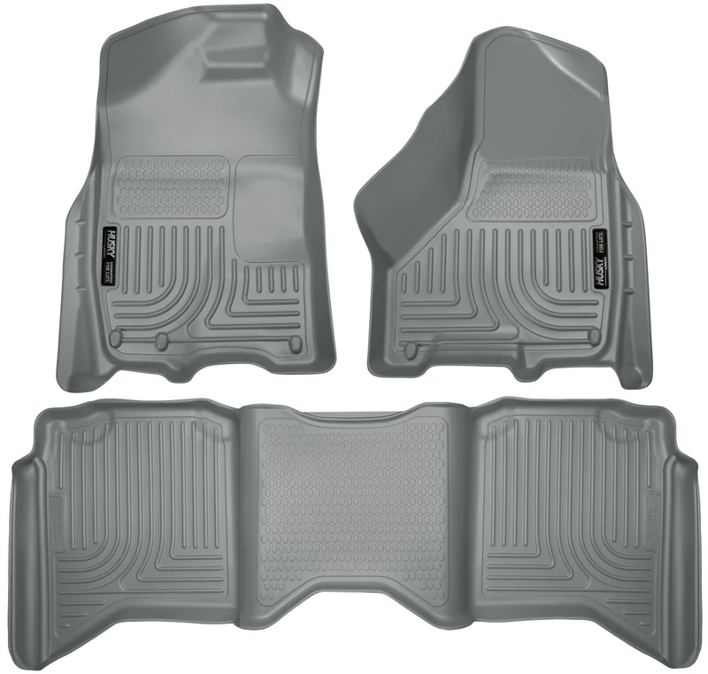 Husky Liners - Weatherbeater | Fits 2019-2023 Ram 1500 CrewCab (Classic Body Only), 2009-2018 Ram 1500 Crew Cab, 10-18 2500, 3500 CC-Front & 2nd Row Liner-Grey, 3 pc. | 99002