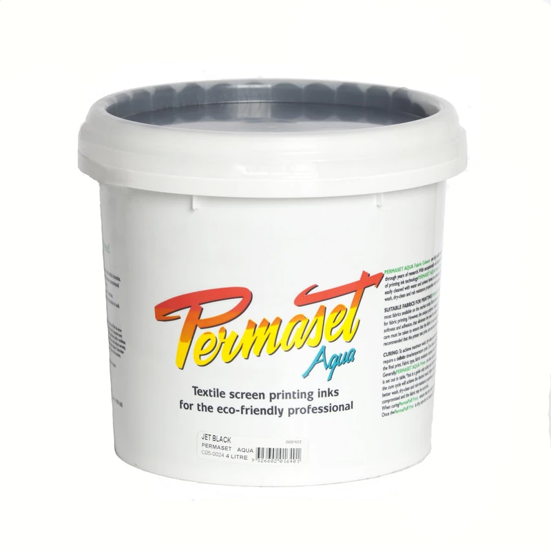 Permaset Aqua Standard 4 Litre Jet Black Ink - Screen Printing Ink for Fabric - Ideal Screen Printing Kit for Home Office, Starter Kit, Fabric Paint, Screen Printer and Other Fabric Ink