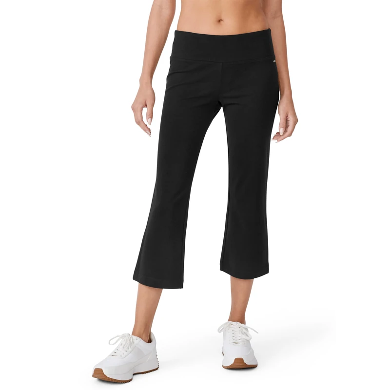 Jockey Women's Active Cotton Stretch Slim Flare Capri Yoga Pants, Black, S