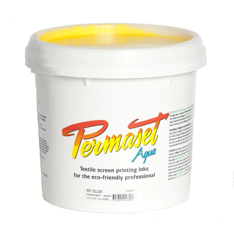 Permaset Aqua 4 Litre Fabric Printing Ink - Mid Yellow