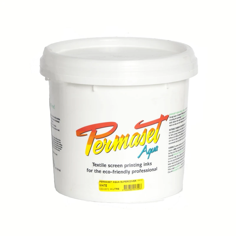 Permaset Aqua Standard 4 litres White - Screen Printing Ink for Fabric - Ideal Screen Printing Kit for Home Office, Starter Kit, Fabric Paint, Screen Printer and Other Fabric Ink