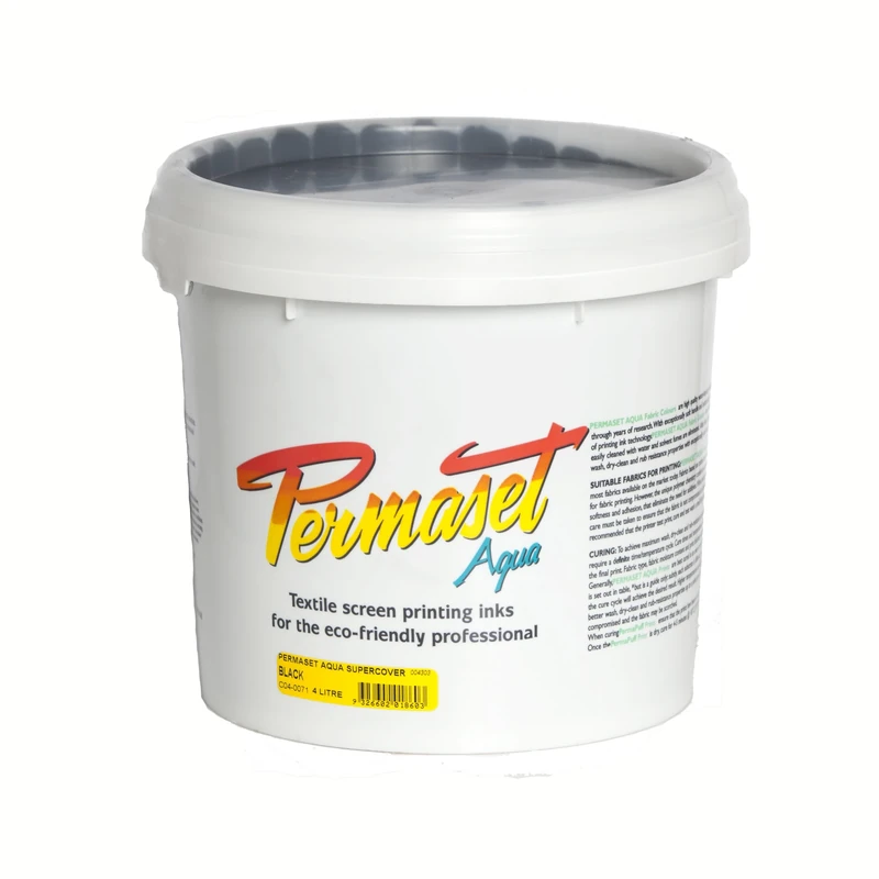 Permaset Aqua Standard 4 litres Black - Screen Printing Ink for Fabric - Ideal Screen Printing Kit for Home Office, Starter Kit, Fabric Paint, Screen Printer and Other Fabric Ink