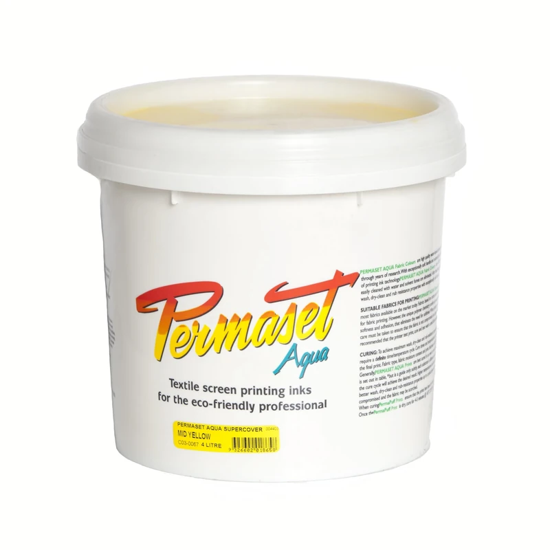 Permaset Aqua Supercover 4 Litre Fabric Printing Ink - Mid Yellow