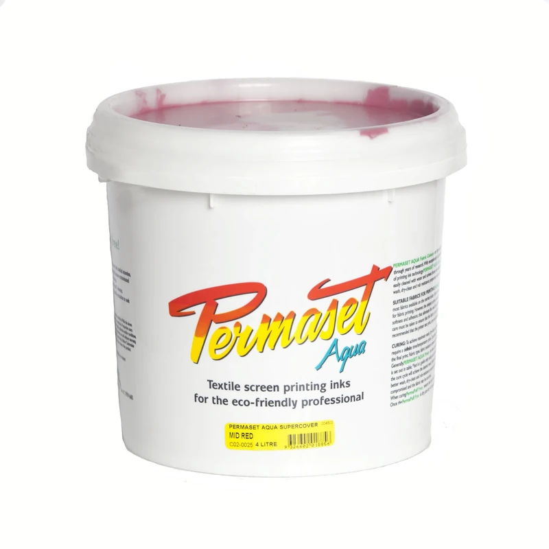 Permaset Aqua Supercover 4 Litre Fabric Printing Ink - Mid Red