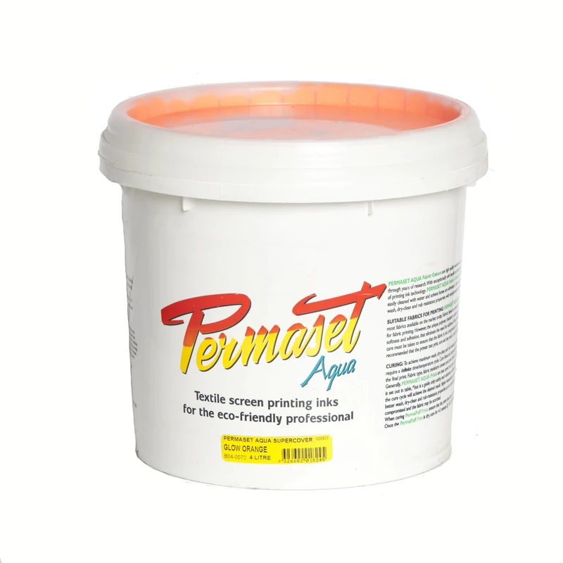 Permaset Aqua Standard 4 litres Glow Orange - Screen Printing Ink for Fabric - Ideal Screen Printing Kit for Home Office, Starter Kit, Fabric Paint, Screen Printer and Other Fabric Ink