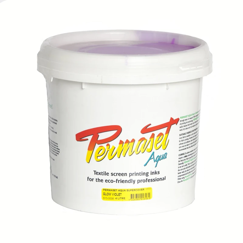 Permaset Aqua Supercover 4 Litre Fabric Printing Ink - Glow Violet
