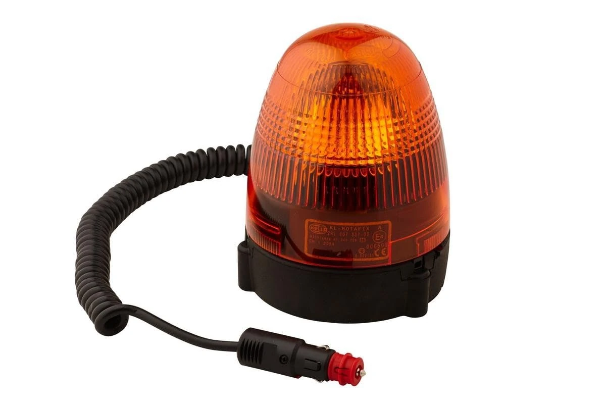 HELLA 2RL 007 337-031 Halogen-Rotating Beacon - KL Rotafix - 24V - Yellow - Magnet Mount - Cable: 2500mm - Plug: DIN ISO 4165