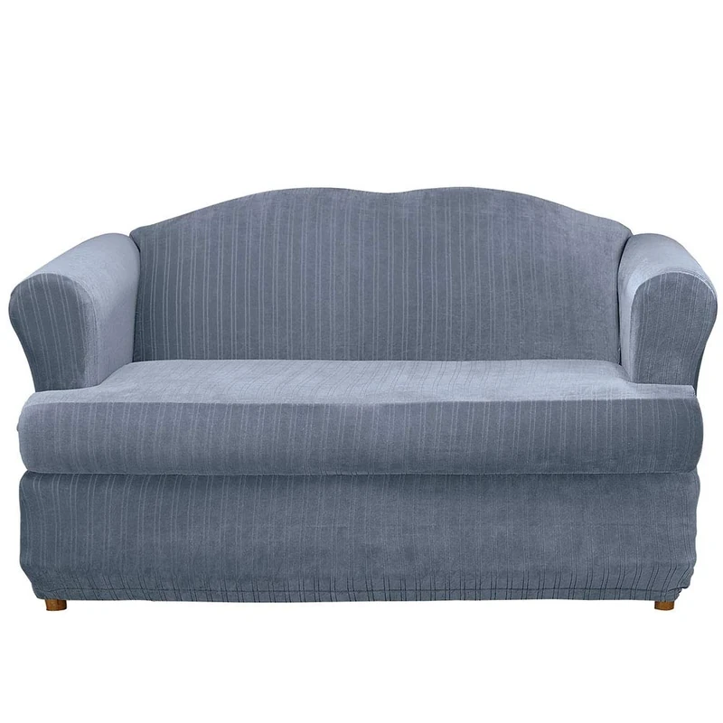Surefit Stretch Pinstripe 2-Piece - Sofa Slipcover - French Blue (SF35829)