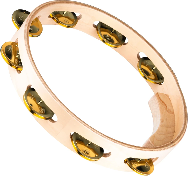 Meinl Percussion Artisan Wood Tambourine - 1-Row Tambourine - 10-inch Diameter - Maple / Brass, Natural (AE-MTA1B)