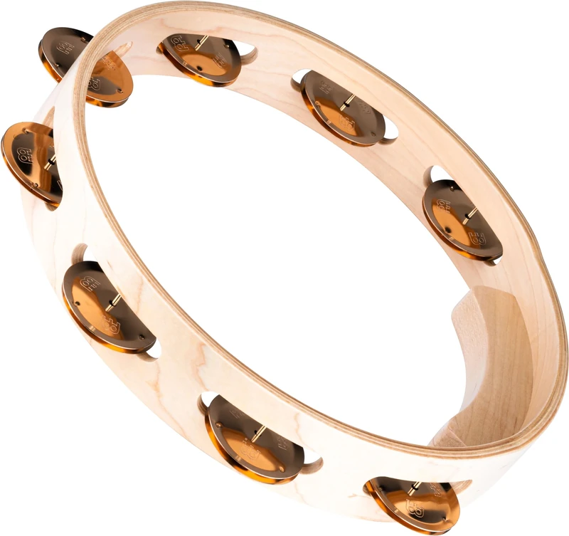 Meinl Percussion Artisan Wood Tambourine - 1-Row Tambourine - 10-inch Diameter - Maple / Bronze, Natural (AE-MTA1BO)