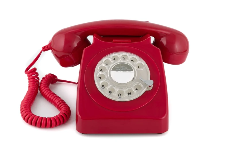 GPO 746 Rotary 1970s-style Retro Landline Phone - Curly Cord, Authentic Bell Ring - Red
