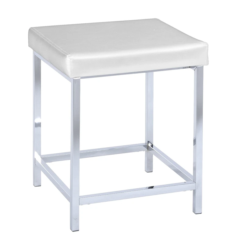 WENKO Bathroom stool Deluxe Square White - padded seat, Plastic, 40 x 47 x 40 cm, White