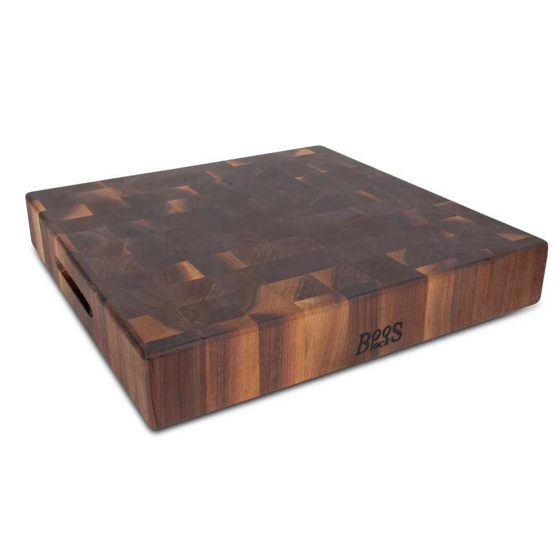 John Boos Walnut Wood End Grain Reversible Butcher Block Cutting Board, 18" x 18" x 3 Inches - Image 1