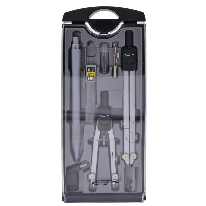 Graphoplex 2 Tire Lines/GX507 + gx401 Compass with Mechanical Pencil Leads Refill/with Metal Case