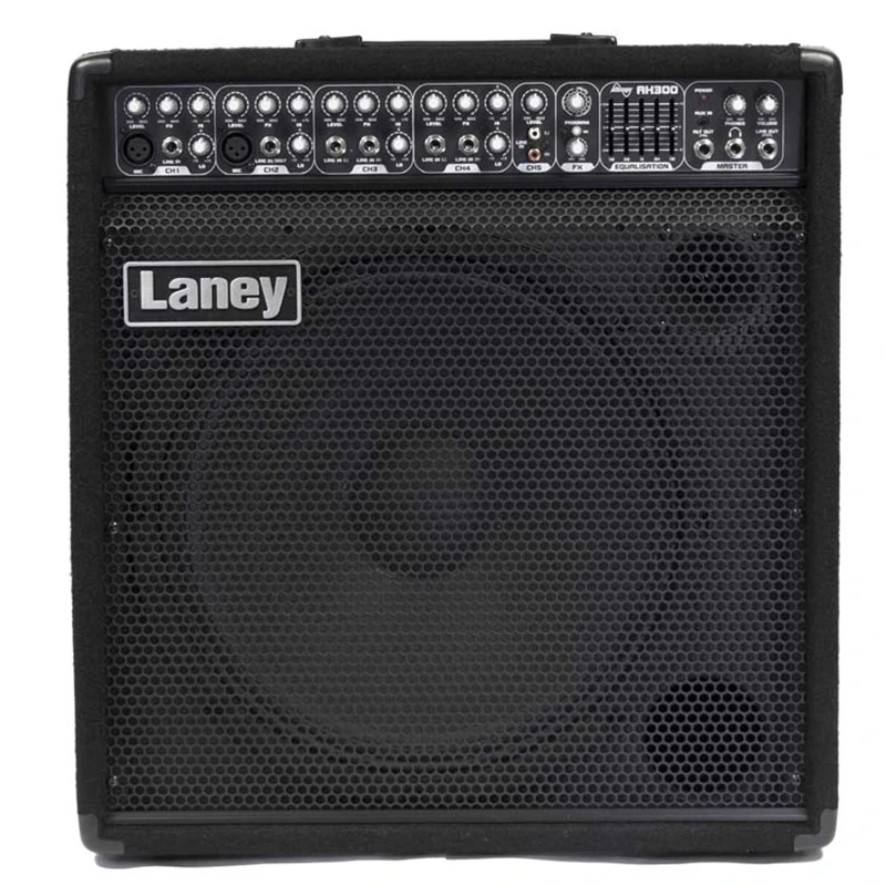 Laney Audiohub AH300 Multi-Instrument Combo Amp – 300W 5-Channel Amp with 5-Band EQ, Onboard Digital Effects, FX Loop, Kickback Monitor Design, 15” Woofer – Ideal for Full Band Setups & Large Gigs