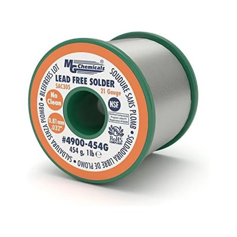 MG Chemicals SAC305, 96.3% Tin, 0.7% Copper, 3% Silver, No Clean Lead Free Solder, 0.032" Diameter, 1/2 lbs Spool, 4900-227G