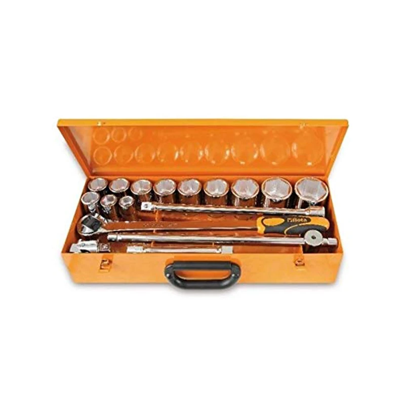 Beta 9280955 Model 928 A/C12 Hexagon Hand Sockets and 5 Accessories In Sheet Metal Case, 22-55mm, 3/4 Drive, 12 Pieces