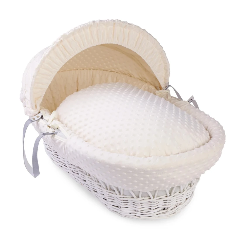 Dimple White Wicker Moses Basket