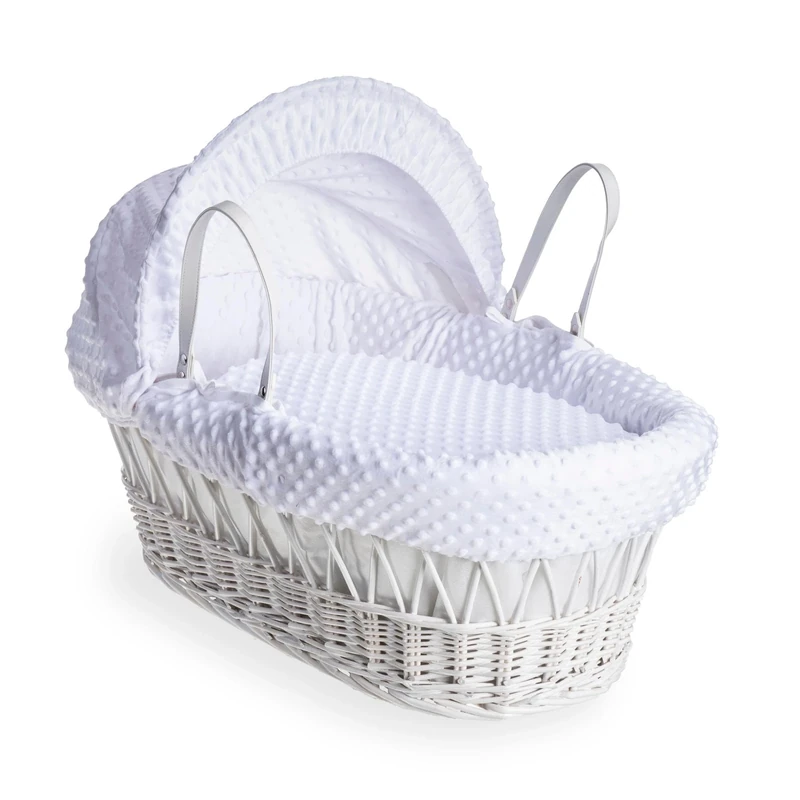 Clair de Lune, Dimple Wicker Moses Basket, White