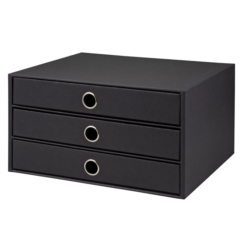 Rössler Papier 1524452703 - S.O.H.O. 3-ladenbak voor DIN A4, met greepgat, zwart, 343 x 250 x 185 mm, 1 stuk