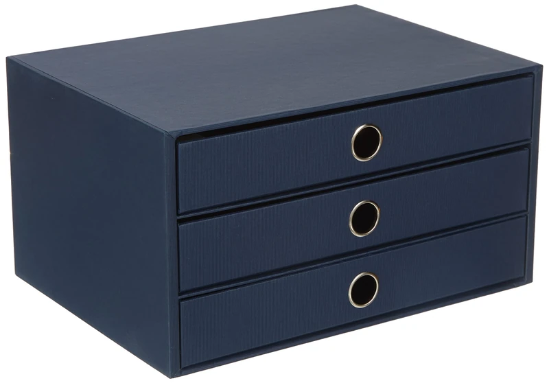 Rössler Papier 1524452903 - S.O.H.O. 3-lade box voor DIN A4, met grijpgat, marine, 343 x 250 x 185 mm, 1 stuk
