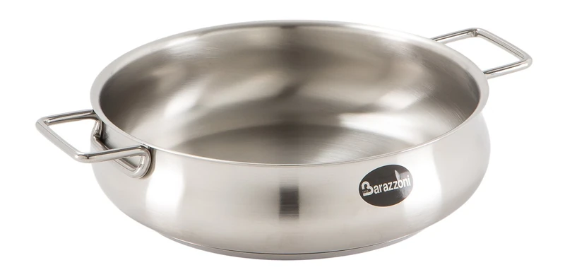 Barazzoni Tummy Low Saucepan with 2 Handles, 18/10 Stainless Steel with Triple Base, Also Suitable for Induction, Made in Italy, Diameter 26 cm