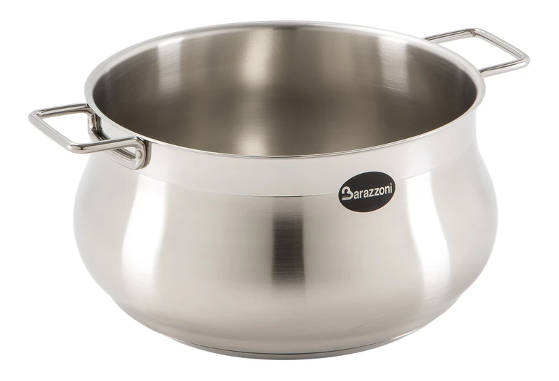 Barazzoni Tummy Saucepan Two Handles, Stainless Steel 18/10, Diameter 26 cm, 7.25 Litres, Made in Italy