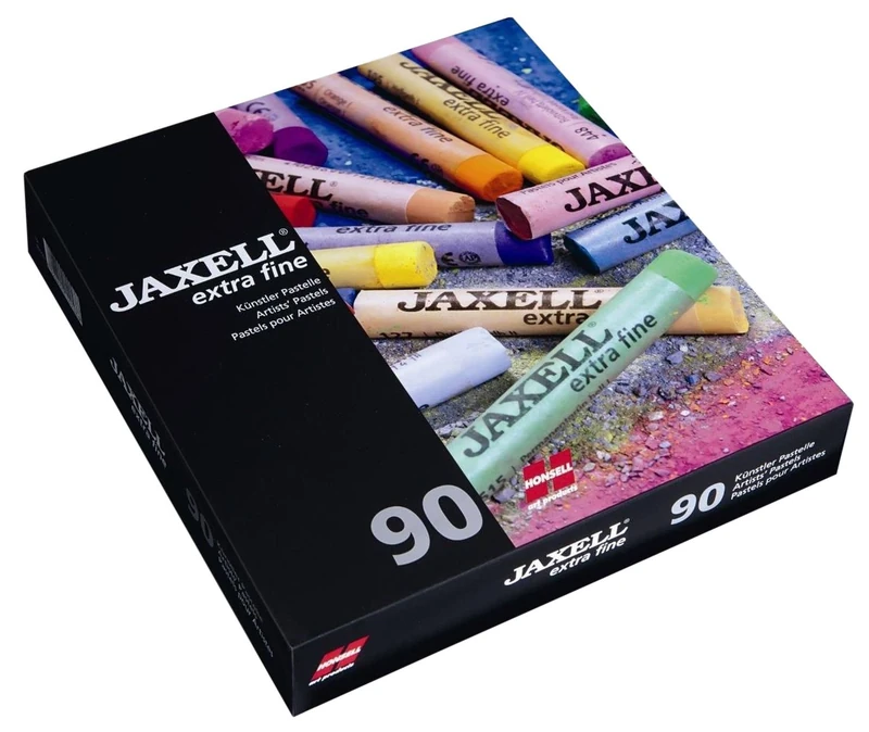 Honsell Jaxell 46090 Extra Fine Artist Pastels, Set of 90 in Cardboard Case, Soft Paint Coat, High Colour Brilliance, for Artists, Hobby Painters, School, Art Teaching and Training