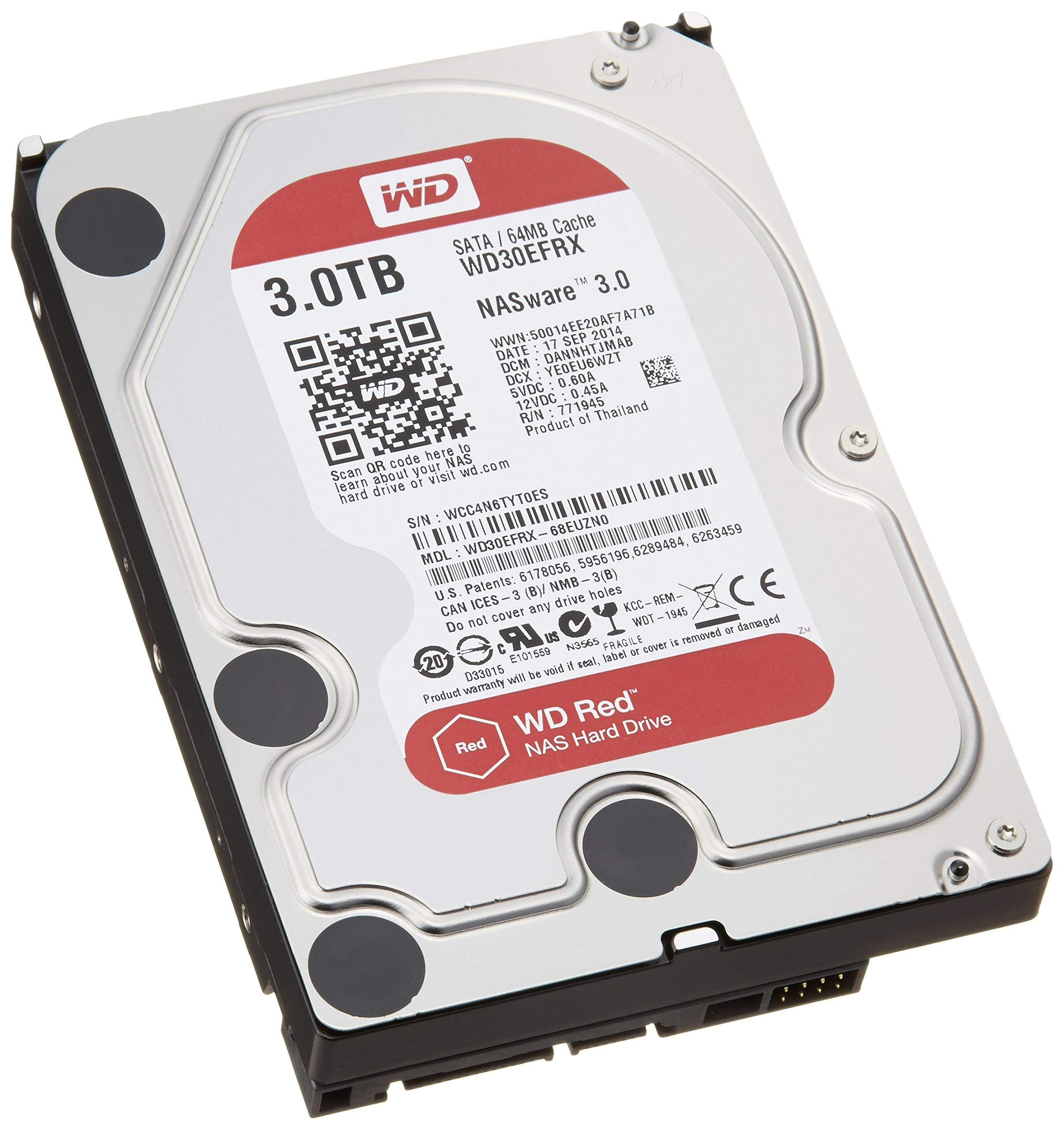 Western Digital Red HDD 3000GB Serial ATA III internal hard drive Red, 3.5", 3000 GB, 5400 RPM, Serial ATA III, 64 MB, HDD