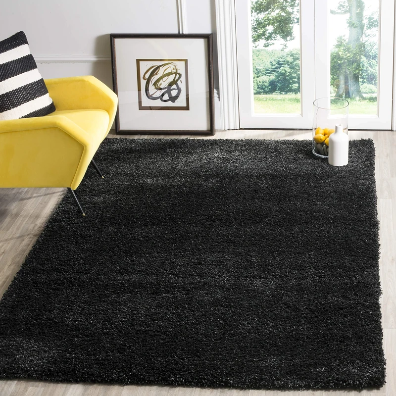 Safavieh Shaggy Indoor Woven Rectangle Area Rug, California Shag Collection, SG151, in Black, 91 X 152 cm for Living Room, Bedroom or Any Indoor Space