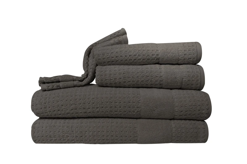Kassatex Hammam Towel Set, Bath: 30x54, Hand: 18x28, Wash: 13x13, Set of 6, Charcoal