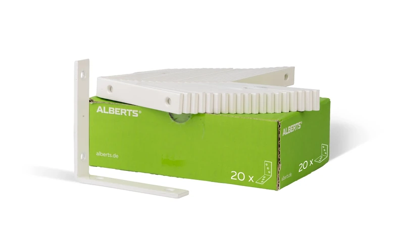 ALBERTS Corner Balcony Bracket - Isosceles - 120 x 120 x 20 mm / 20 STK. White Coated Steel