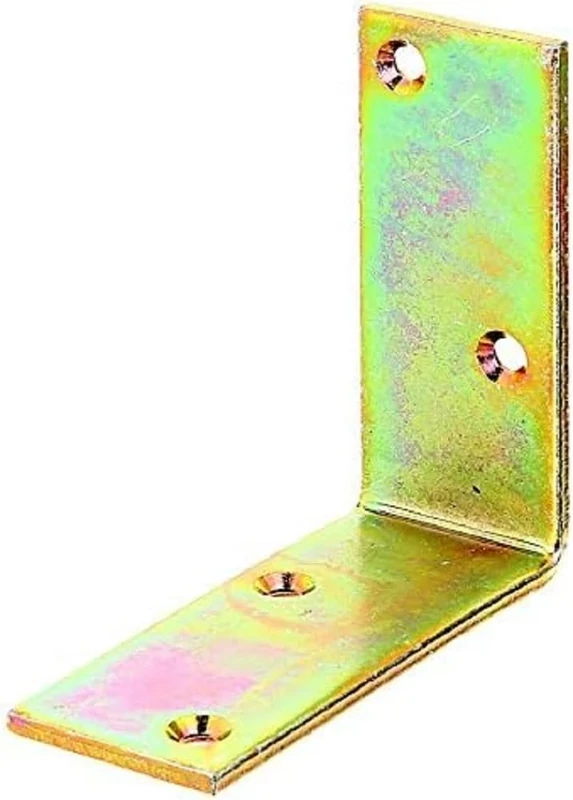 Angle Bracket, Equal-Sided, Yellow-Galvanised 100 x 100 x 40 mm