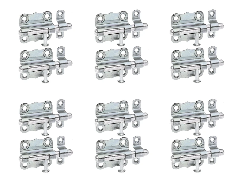 Alberts 841638 Grendel Bolt | with knob Handle and Without Spring | electrogalvanised, Thick-Layer-passivated | Plate 39 x 38 mm | Bolt Ø 8 mm | Set of 12